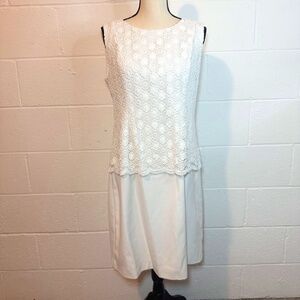 Calvin Klein White Sleeveless Lace Top Dress